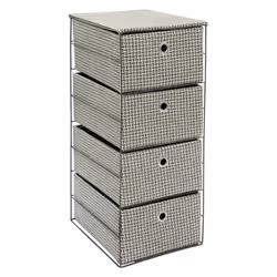 JVL Silva 4 Drawer Wide Fabric Storage Tower, Grey