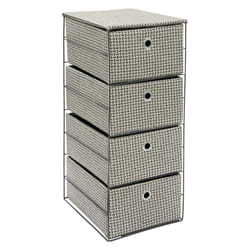 JVL Silva 4 Drawer Wide Fabric Storage Tower, Grey