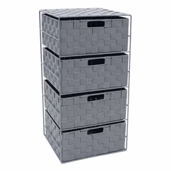 JVL Vichy 4 Wide Narrow Nylon Storage Tower