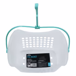 JVL Plastic Hanging Peg Basket, Clear/Aqua