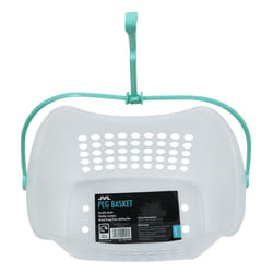 JVL Plastic Hanging Peg Basket, Clear/Aqua
