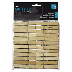 JVL Strong Wooden Retro Vintage Clothes Pegs, 24 Pieces