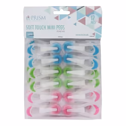 JVL Prism Soft Touch Mini Pegs, Pack of 12