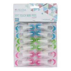 JVL Prism Soft Touch Mini Pegs, Pack of 12