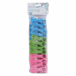 JVL Prism Plastic Clip Pegs with Hooks, Pack of 24