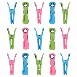 JVL Prism Plastic Clip Pegs with Hooks, Pack of 24