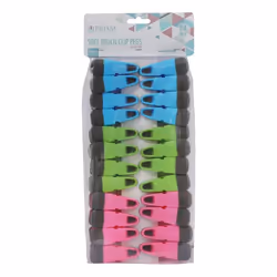 JVL Prism Soft Touch Clip Pegs, Pack of 24