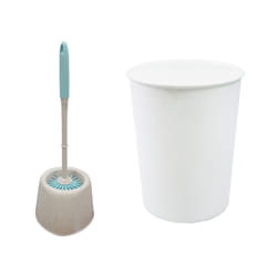 JVL Antibac Toilet Brush + White Plastic Bin