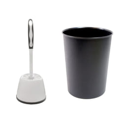 JVL Toilet Brush + Black Plastic Bin