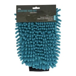 JVL Car Bike Care Cleaning Range Microfibre Hand Mitt with Elasticated Cuff, Chenille, Teal/Grey, 23.5 x 16 x 2 cm