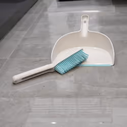 JVL Pro Clean Anti-Bacteria Dustpan and Brush with Rubber Bristles, Blue, One Size