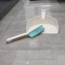 JVL Pro Clean Anti-Bacteria Dustpan and Brush with Rubber Bristles, Blue, One Size