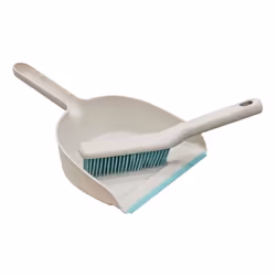 JVL Pro Clean Anti-Bacteria Dustpan and Brush with Rubber Bristles, Blue, One Size