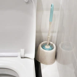 JVL Pro Clean Anti-Bacteria Rubber Toilet Brush and Holder, Blue, One Size