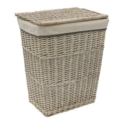 JVL Arianna Rectangular Tapered Willow Basket, Grey Wash