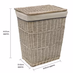 JVL Arianna Rectangular Tapered Willow Basket, Grey Wash
