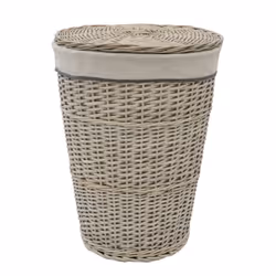 JVL Arianna Round Tapered Willow Basket, Grey Wash