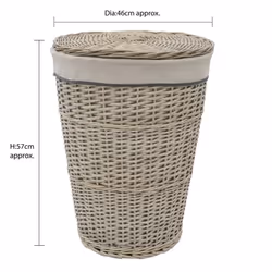 JVL Arianna Round Tapered Willow Basket, Grey Wash