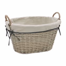 JVL Arianna Oval Tapered Willow Storage Basket, Grey Wash
