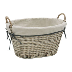 JVL Arianna Oval Tapered Willow Storage Basket, Grey Wash