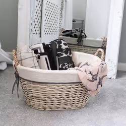 JVL Arianna Oval Tapered Willow Storage Basket, Grey Wash