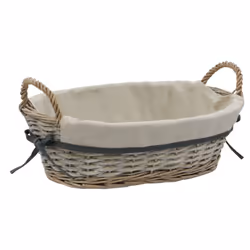 JVL Arianna Oval Willow Storage Baskets, Grey Wash