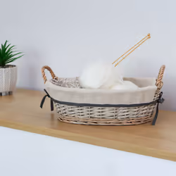 JVL Arianna Oval Willow Storage Baskets, Grey Wash