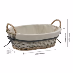 JVL Arianna Oval Willow Storage Baskets, Grey Wash