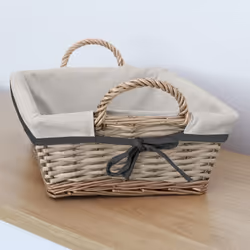 JVL Arianna Rectangular Willow Storage Basket, Grey Wash