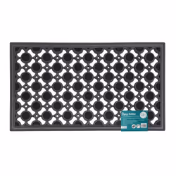 JVL Heavy Duty Ellipse Design Circles Floor Door Mat, Rubber, Black, 40 x 70 cm