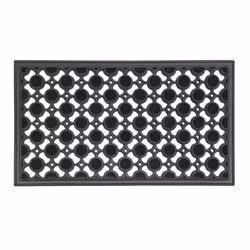 JVL Heavy Duty Ellipse Design Circles Floor Door Mat, Rubber, Black, 40 x 70 cm