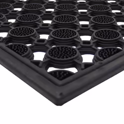 JVL Heavy Duty Ellipse Design Circles Floor Door Mat, Rubber, Black, 40 x 70 cm