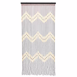 JVL Tuscany Hanging Wooden Beaded Door Curtain Screen - Waves, 90 x 180 cm