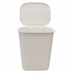 JVL Knit Design Loop Plastic Rectangular Lidded Washing Laundry Basket, Ivory, 34 x 43 x 55 cm, 50 Litre