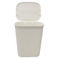 JVL Knit Design Loop Plastic Rectangular Lidded Washing Laundry Basket, Ivory, 34 x 43 x 55 cm, 50 Litre