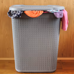 JVL Knit Design Loop Plastic Rectangular Lidded Washing Laundry Basket, Grey, 34 x 43 x 55 cm, 50 Litres