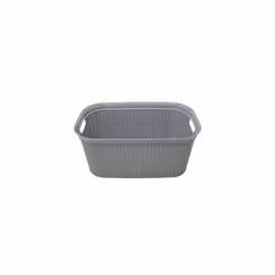 JVL Knit Design Loop Plastic Rectangular Linen Washing Basket with Handles, Grey, 36.5 x 56.5 x 25.5 cm, 38 Litres