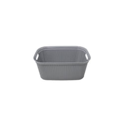 JVL Knit Design Loop Plastic Rectangular Linen Washing Basket with Handles, Grey, 36.5 x 56.5 x 25.5 cm, 38 Litres