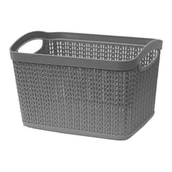 JVL Knit Design Loop Plastic Rectangular Storage Basket, Grey20x26x17cm,6.6Litres