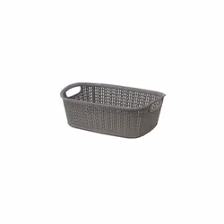 JVL Knit Design Loop Plastic Rectangular Small Storage Basket with Handles, Grey, 20 x 26 x 9.5 cm, 3 Litres