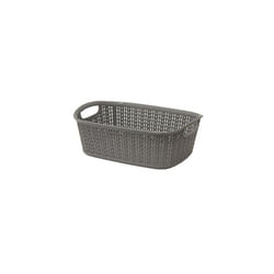 JVL Knit Design Loop Plastic Rectangular Small Storage Basket with Handles, Grey, 20 x 26 x 9.5 cm, 3 Litres