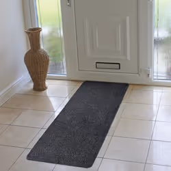 JVL Tanami Two tone Fleck Barrier Runner Door Mat, Charcoal, 50 x 150 cm