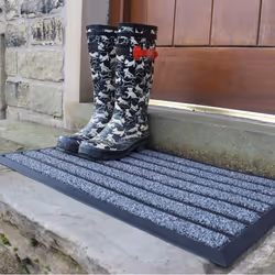 Dirt Stopper Pro Rectangular Scraper Entrance Door Mat, Grey, 45 x 75 cm