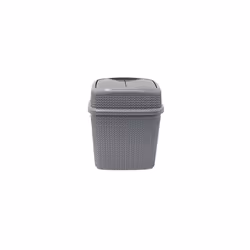 JVL Knit Design Loop Plastic 10 Litre Push Top Bin, Grey, 28 x 21 x 32.5 cm