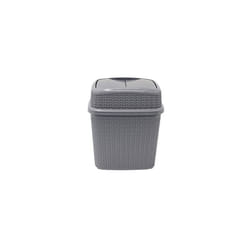 JVL Knit Design Loop Plastic 10 Litre Push Top Bin, Grey, 28 x 21 x 32.5 cm