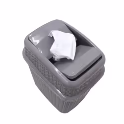 JVL Knit Design Loop Plastic 10 Litre Push Top Bin, Grey, 28 x 21 x 32.5 cm