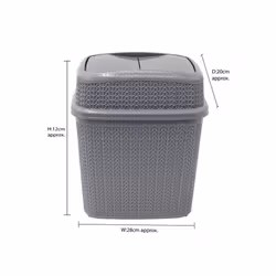 JVL Knit Design Loop Plastic 10 Litre Push Top Bin, Grey, 28 x 21 x 32.5 cm - Additional view 5