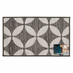 JVL Fiora Machine Washable Door Mat, 44 x 75 cm, Pewter