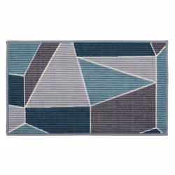 JVL Fiora Machine Washable Door Mat, 44 x 75 cm, Duck Egg, One Size