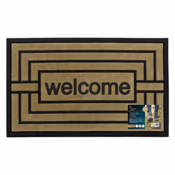 JVL Vienna Rubber Backed Scraper Doormat, 45x75cm, Welcome